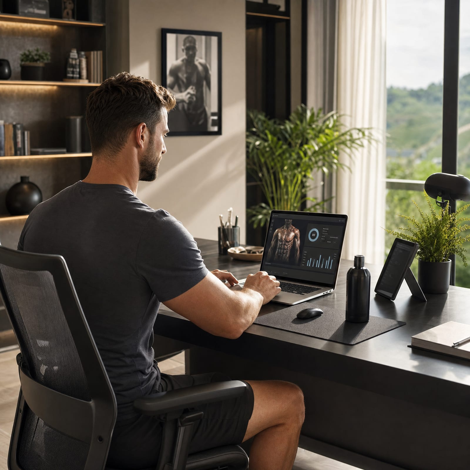 Client reviewing body composition progress on a laptop dashboard