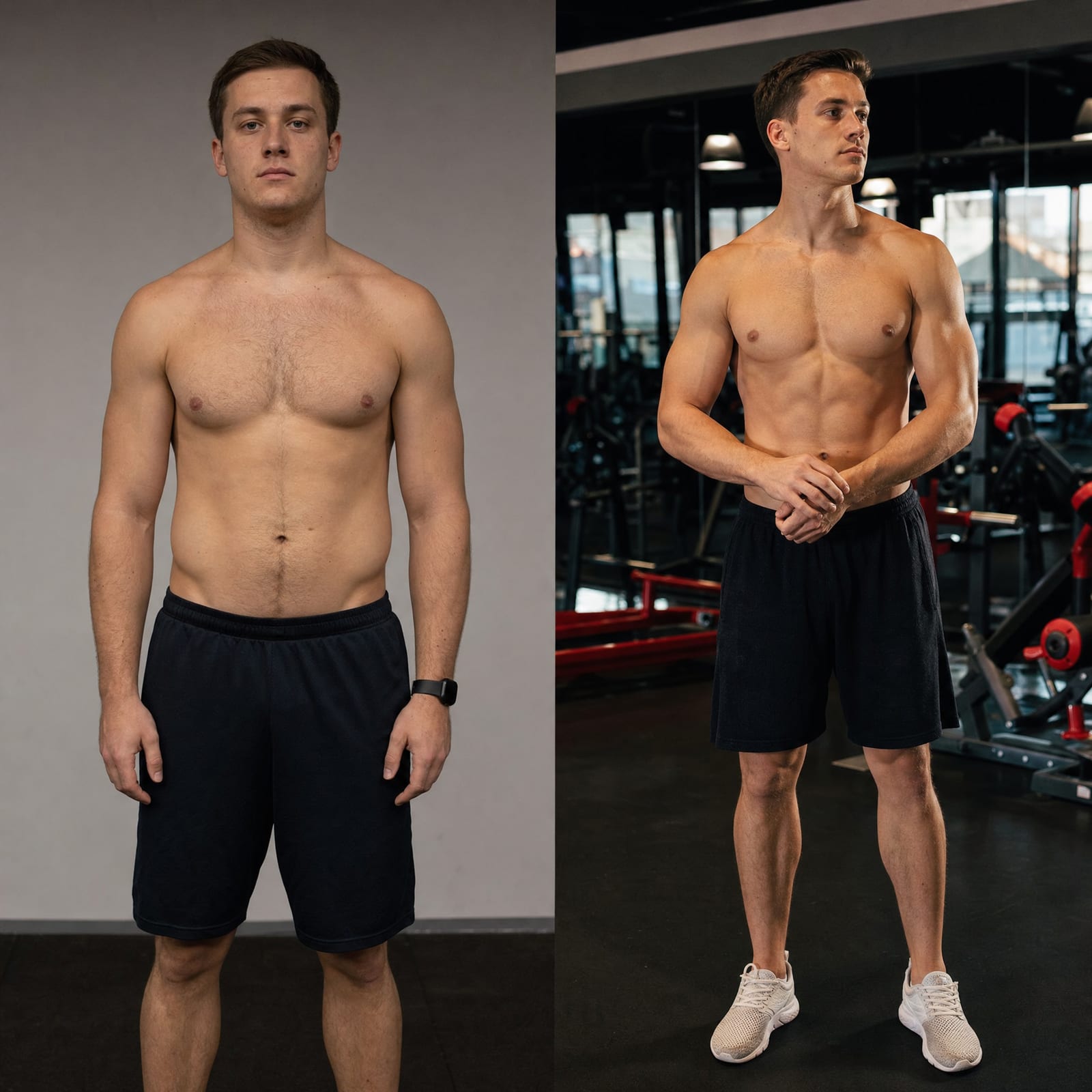 Before and after client transformation achieved through NOVA Performance coaching