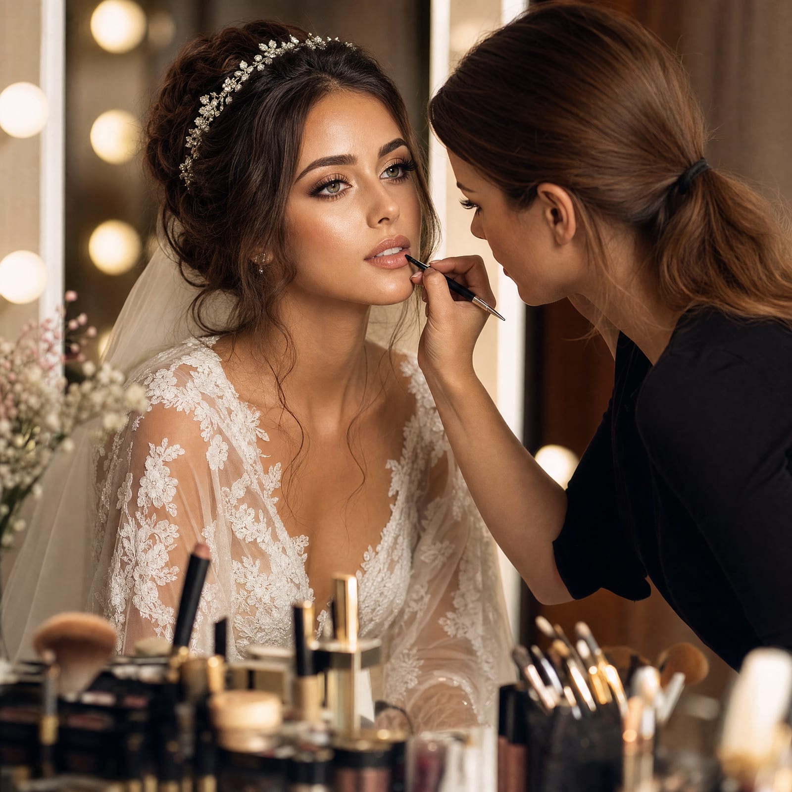 Bridal makeup application at VIVELLE Beauty