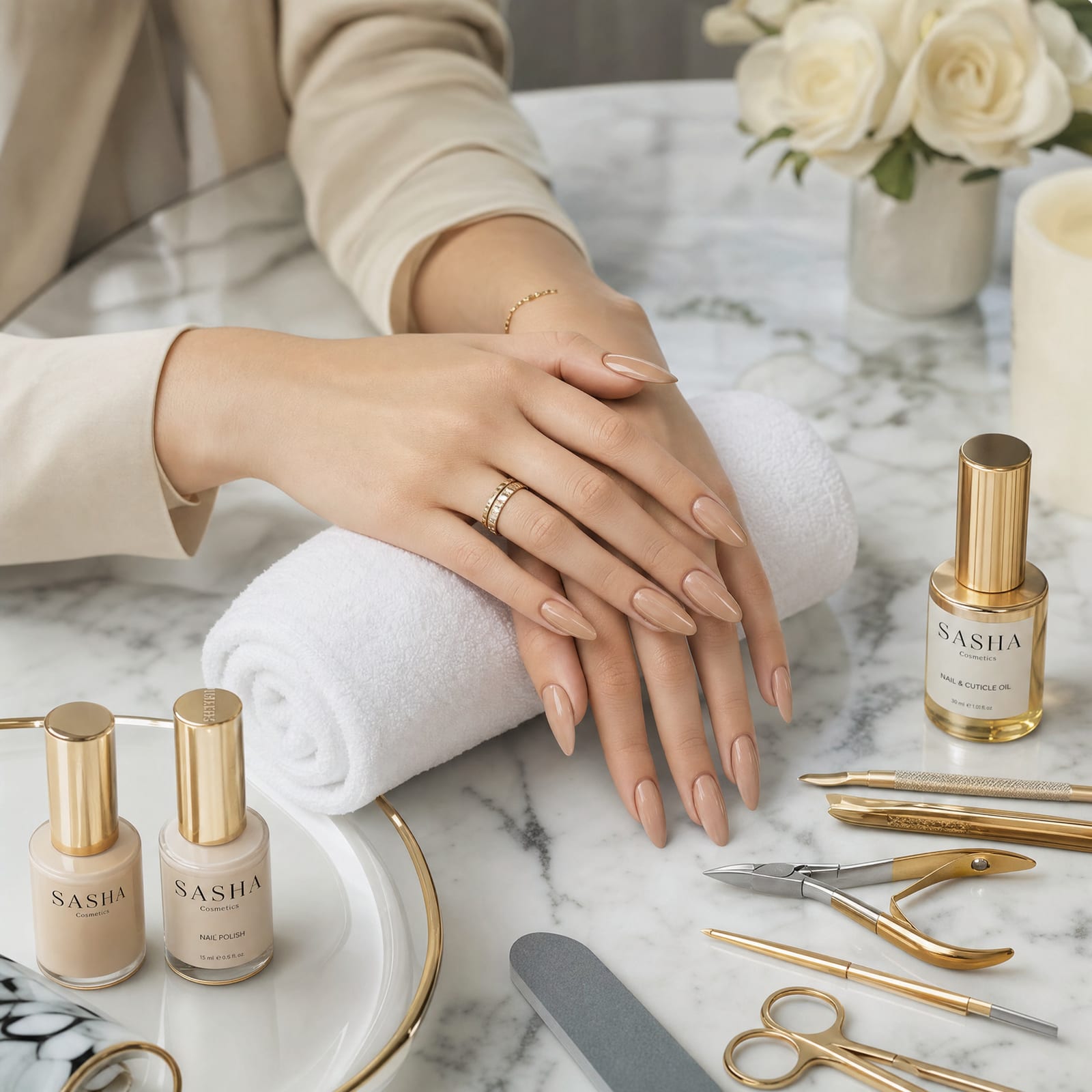 Luxury manicure detail at VIVELLE Beauty